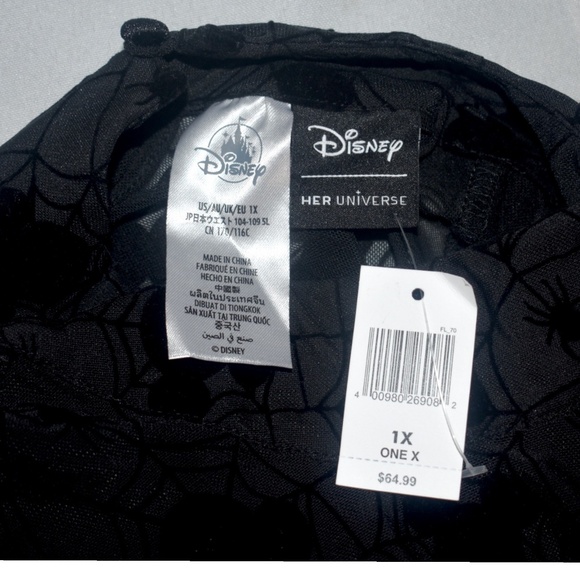 Disney Her Universe Sheer Mesh Top Mickey Mouse Spider Webs Halloween 1X - Picture 4 of 6
